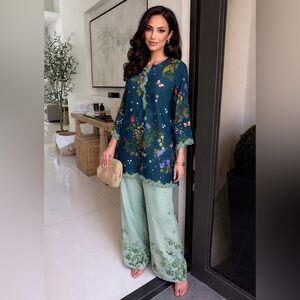 NWT Floral Two-Piece Matching Set - Teal & Mint, Summer Co-ord Set